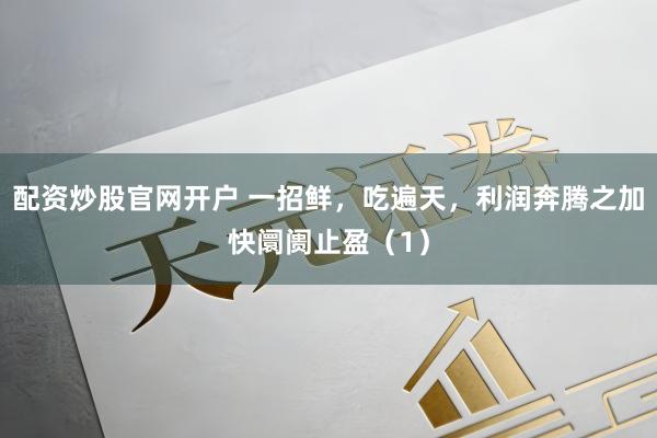 配资炒股官网开户 一招鲜，吃遍天，利润奔腾之加快阛阓止盈（1）