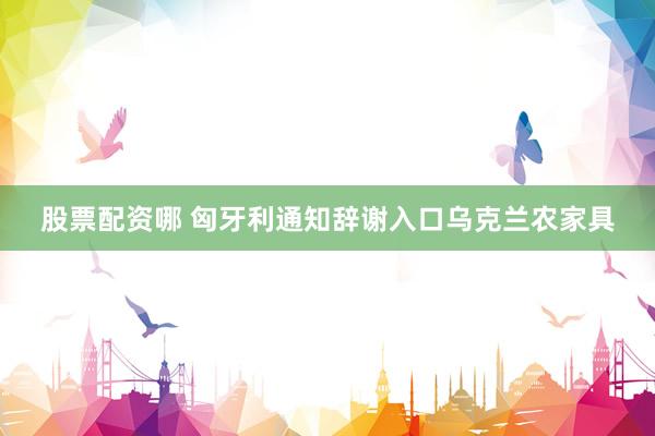 股票配资哪 匈牙利通知辞谢入口乌克兰农家具